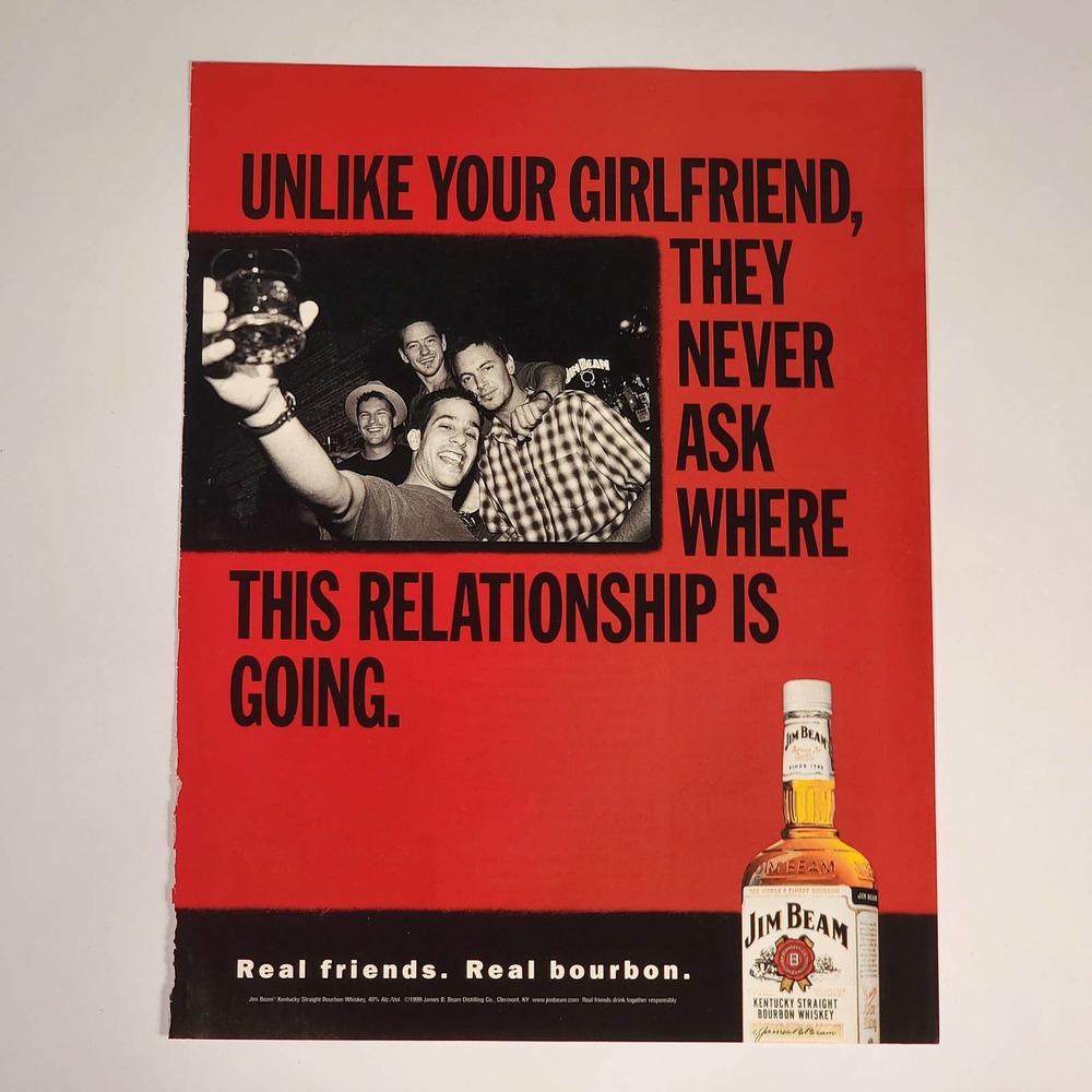Jim Beam "Real Friends. Real Bourbon." 2000 Maxim Magazine Print‎ Ad 8.5" x 11"